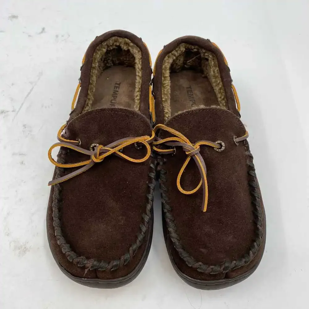 Tempur-Pedic Brown Suede Boat Slipper Shoes | Men’s Size 8